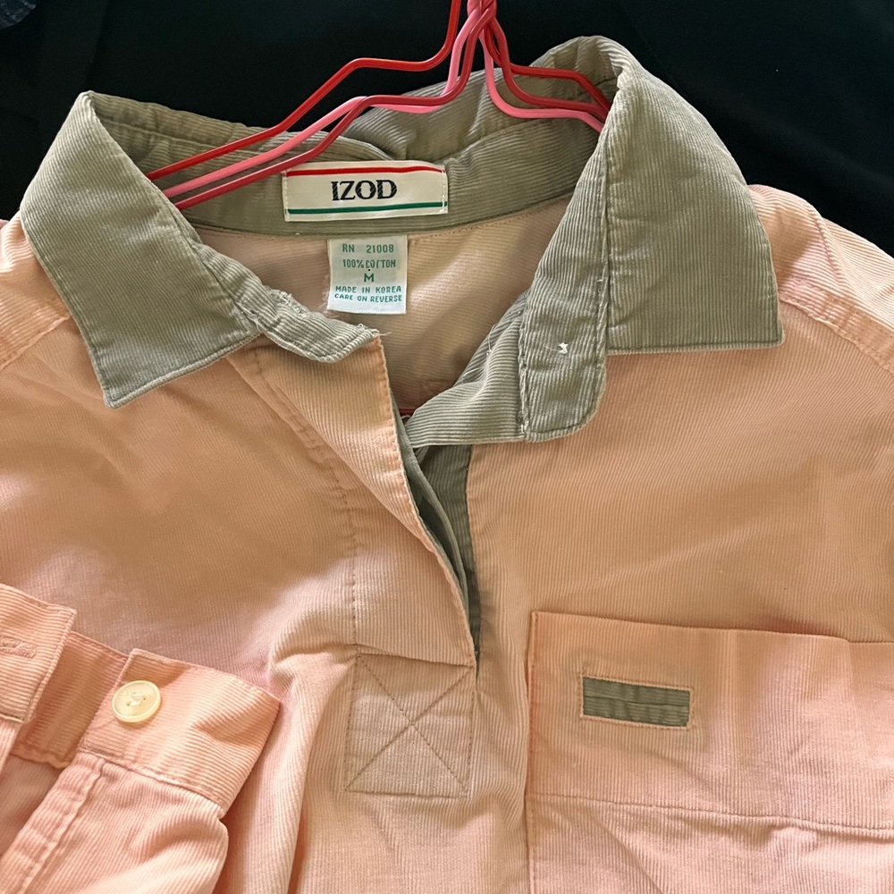 Izod Peach and Khaki Long Sleeve Shirt - Picture 7 of 17